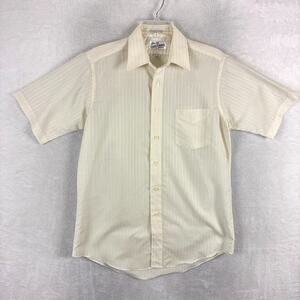 Vintage Sears Roebuck Shirt Mens 15.5 (M) Yellow Stripe Paper Thin Disco 70s